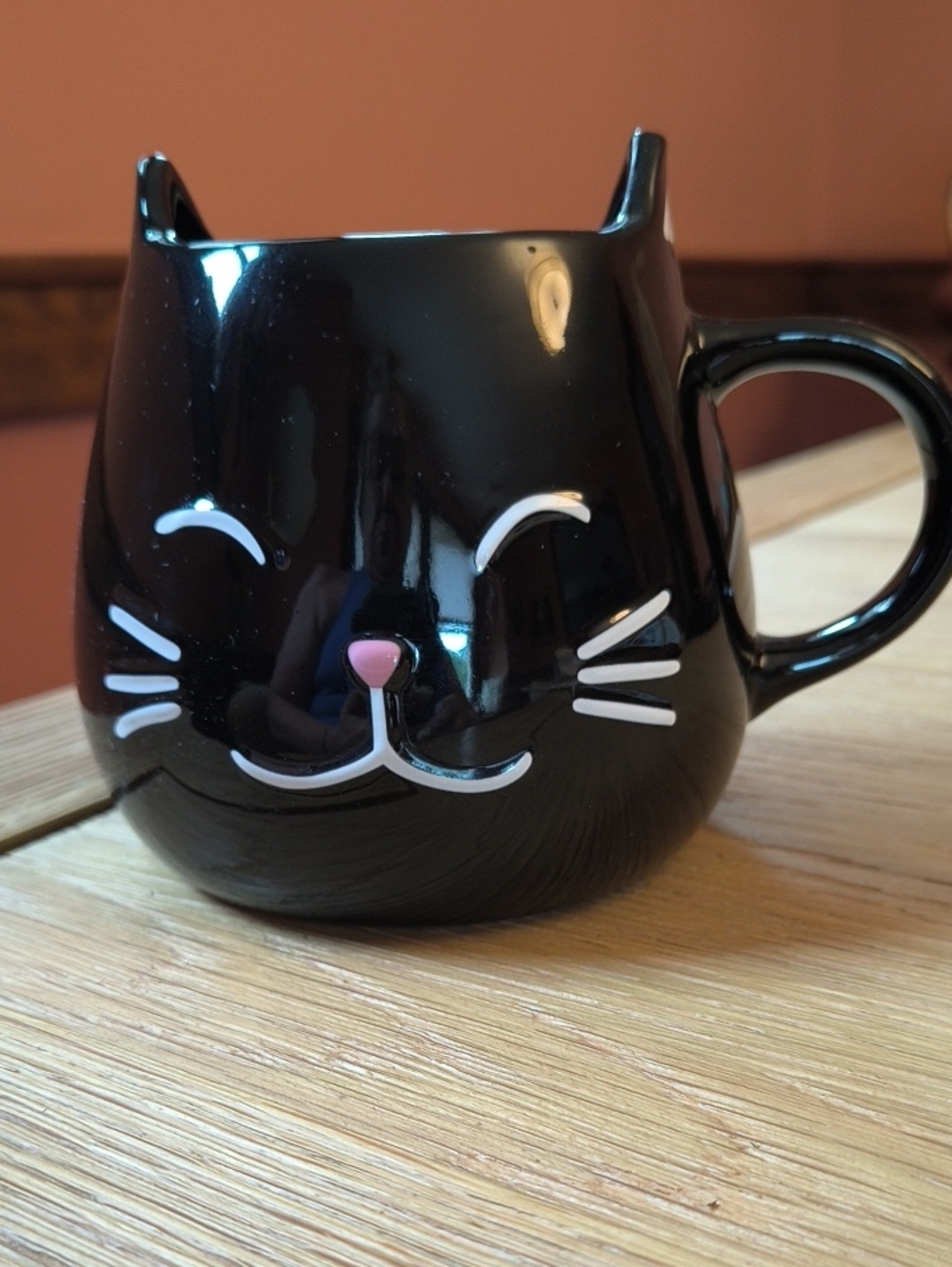 World Market Glossy Black Kitty Cat Novelty Mug